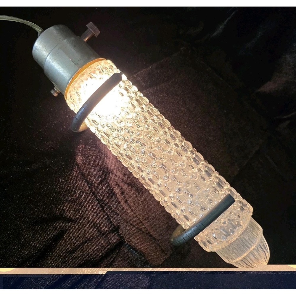 VTG Art Deco Glass Bullet Torpedo Skyscraper Headboard Bed Light Lamp WORKS